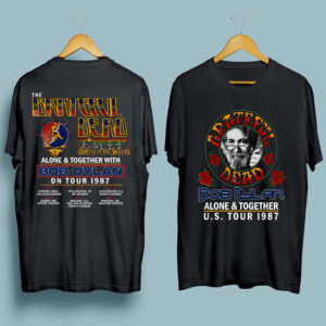 1987 Grateful Dead Jerry Garcia Bob Dylan The Dead front 1 4 T Shirt