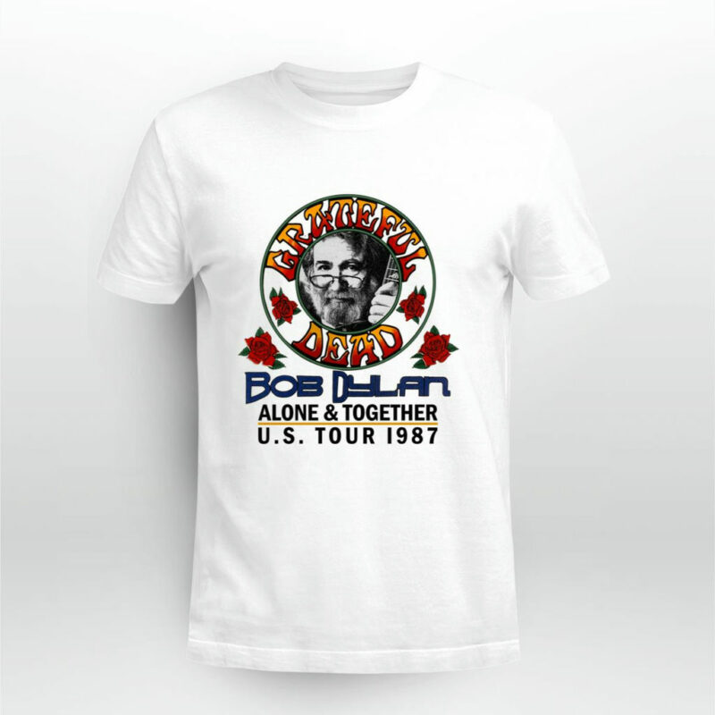 1987 Grateful Dead Jerry Garcia Bob Dylan The Dead Front 5 T Shirt