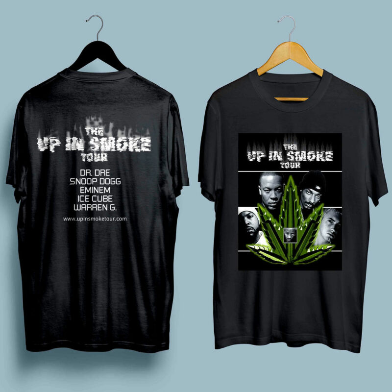 2000 The Up In Smoke Tour Eminem Dr Dre Snoop Dogg Ice Cube Warren G Front 5 T Shirt