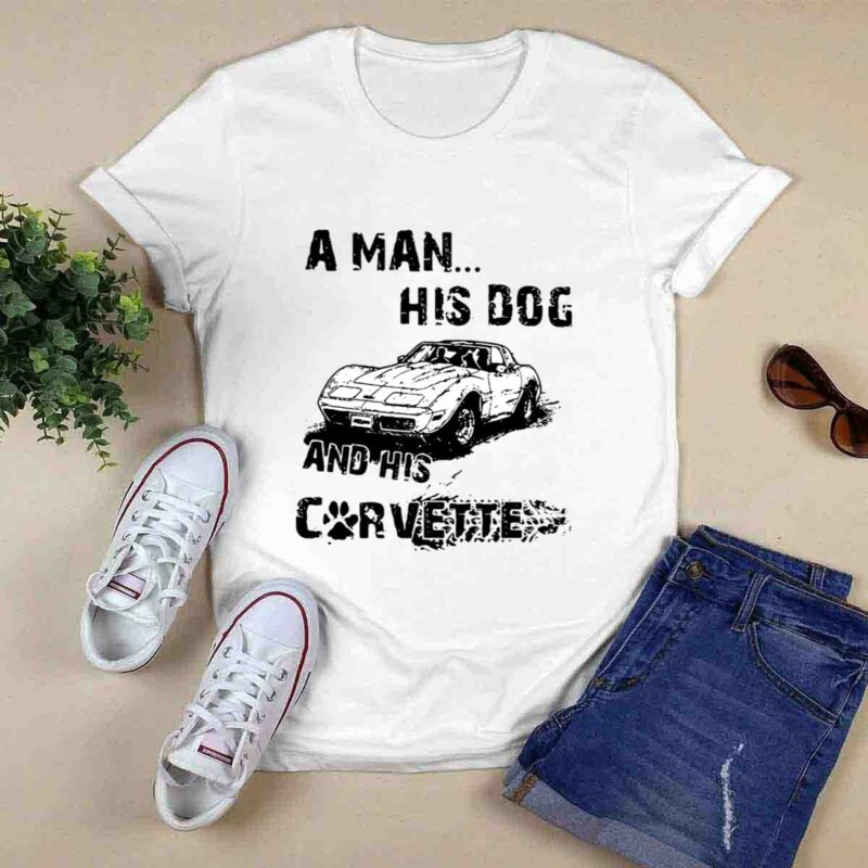 A Man His Dog And His Corvette Car Footprint 0 T Shirt