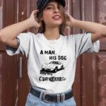 A Man His Dog And His Corvette Car Footprint 2 T Shirt