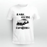 A Man His Dog And His Corvette Car Footprint 4 T Shirt
