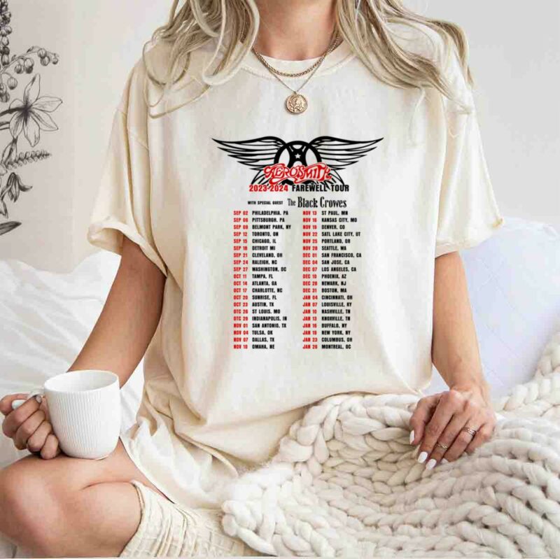 Aerosmith 2023 2024 Peace Out Farewell Tour The Black Crowes Tour Back 0 T Shirt