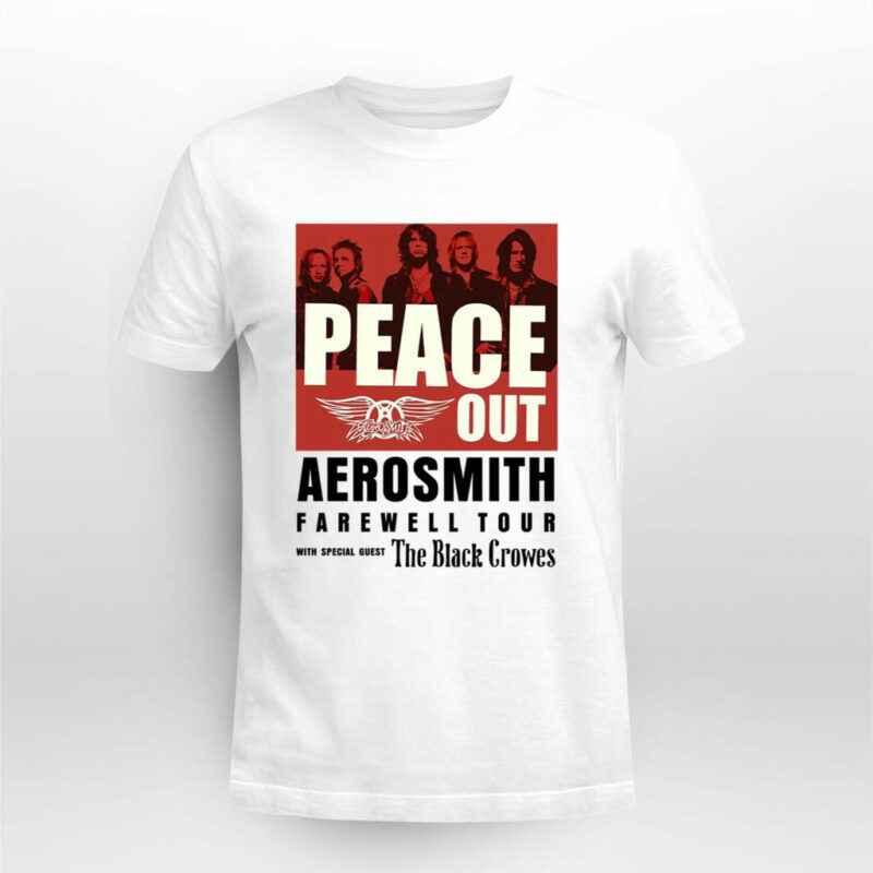 Aerosmith 2023 2024 Peace Out Farewell Tour The Black Crowes Tour Front 4 T Shirt