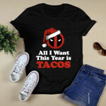 All I Want This Year Is Tacos Christmas Deadpool Santa Hat Xmas Christmas Santa Superhero Hero 3071 T Shirt