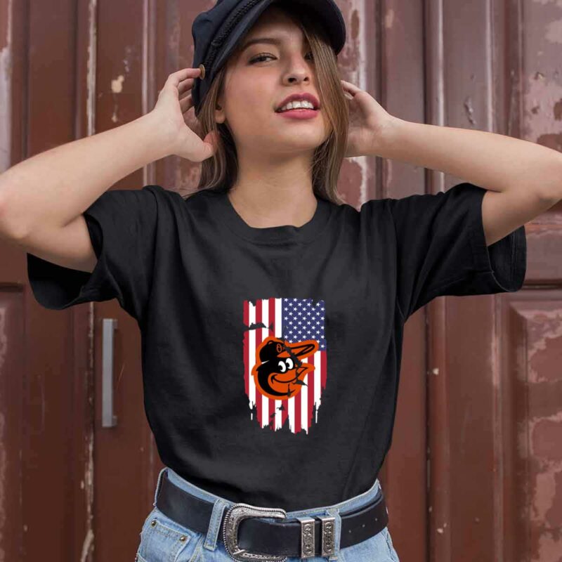 American Flag Baltimore Orioles 0 T Shirt