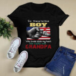 American Flag So There Is This Boy Who Kinda Stole My Heart She Calls Me Grandpa 2 T Shirt