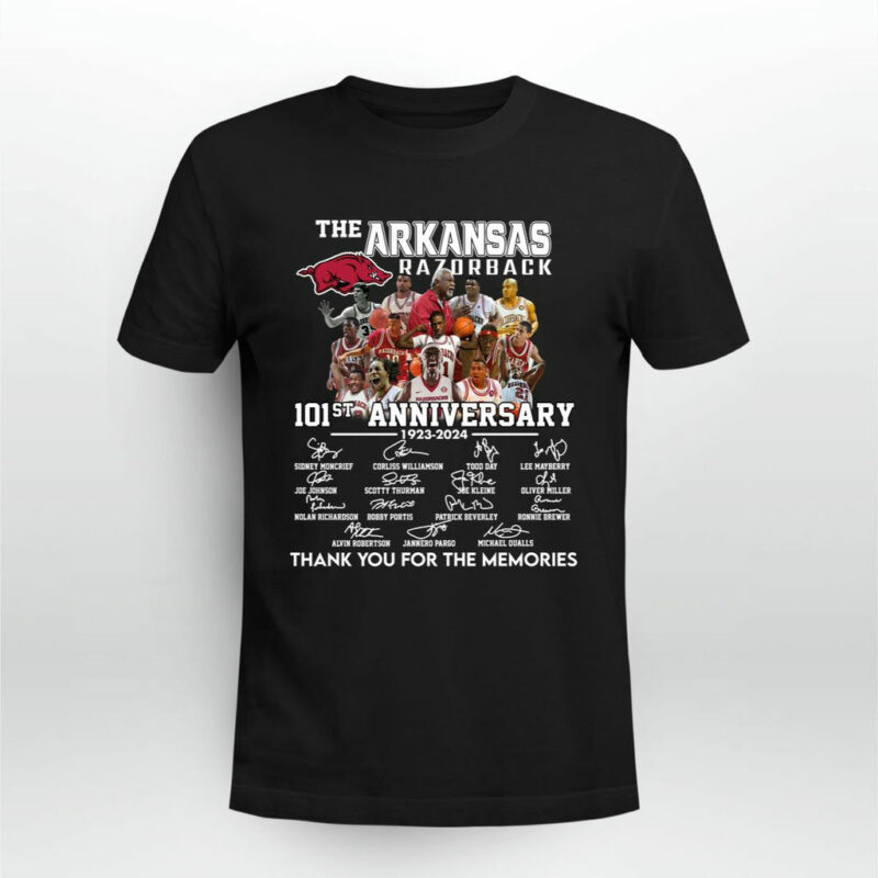 Arkansas Mens Basketball 101St Anniversary 1923 2024 Signature 0 T Shirt