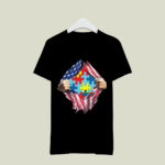 Autism awareness inside American flag Swea 2 T Shirt