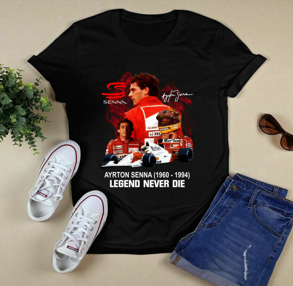 thumbnail image 2 of AYRTON SENNA FORMULA F1 World Champion Legend Logo Black Men T-Shirt 2 of 11