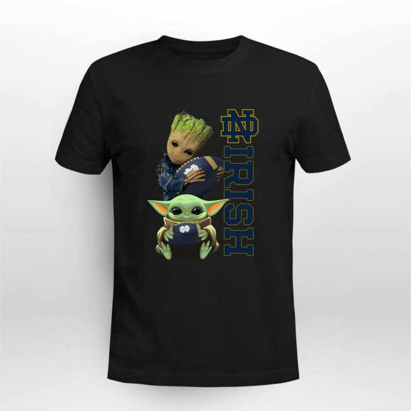 Baby Groot And Baby Yoda Hug Ball Notre Dame Fighting Irish 0 T Shirt