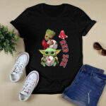 Baby Groot And Baby Yoda Love Boston Red Sox Fan 2 T Shirt
