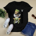Baby Yoda And Groot Hug Oakland Raiders 3 T Shirt