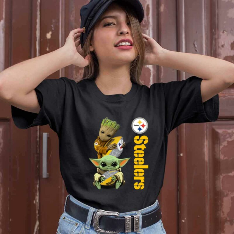 Baby Yoda And Groot Hug Pittsburgh Steelers 0 T Shirt