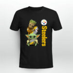 Baby Yoda And Groot Hug Pittsburgh Steelers 4 T Shirt
