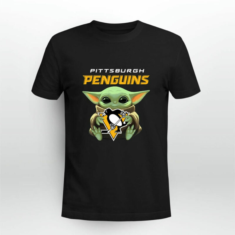 Baby Yoda Hug Pittsburgh Penguins 1 0 T Shirt