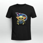 Baby Yoda Mandalorian Hugs Tennessee Titans Star Wars Fan 4 T Shirt
