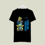 Baby Yoda and Groot Hug Carolina Panthers 4 T Shirt