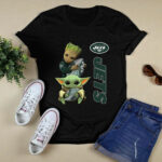 Baby Yoda and Groot Hug New York Jets 2 T Shirt
