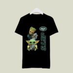 Baby Yoda and Groot Hug New York Jets 3 T Shirt