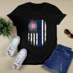 Best Chicago Cubs dad ever american flag 2 T Shirt