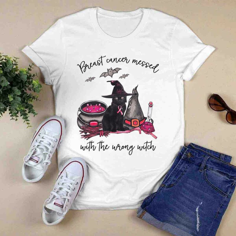 Black Cat Cauldron Witch Breast Cancer Messed With The Wrong Witch 0 T Shirt