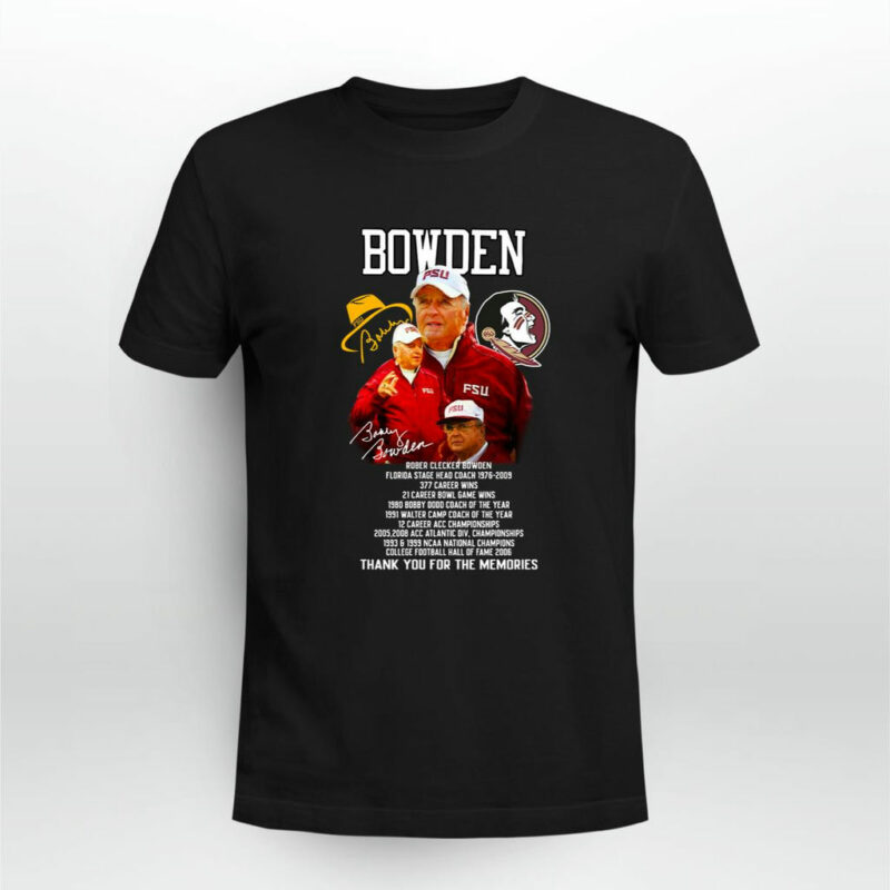 Bobby Bowden Psu Rover Clicker Bowden Thank You For The Memories Signature 0 T Shirt