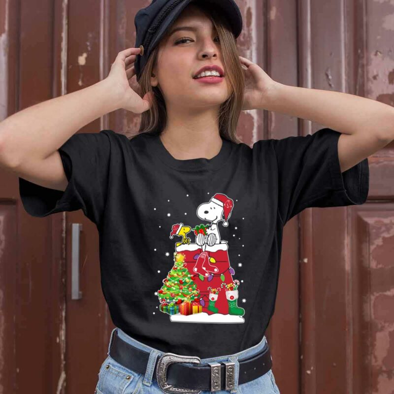 Boston Red Sox Snoopy Woodstock Christmas 0 T Shirt