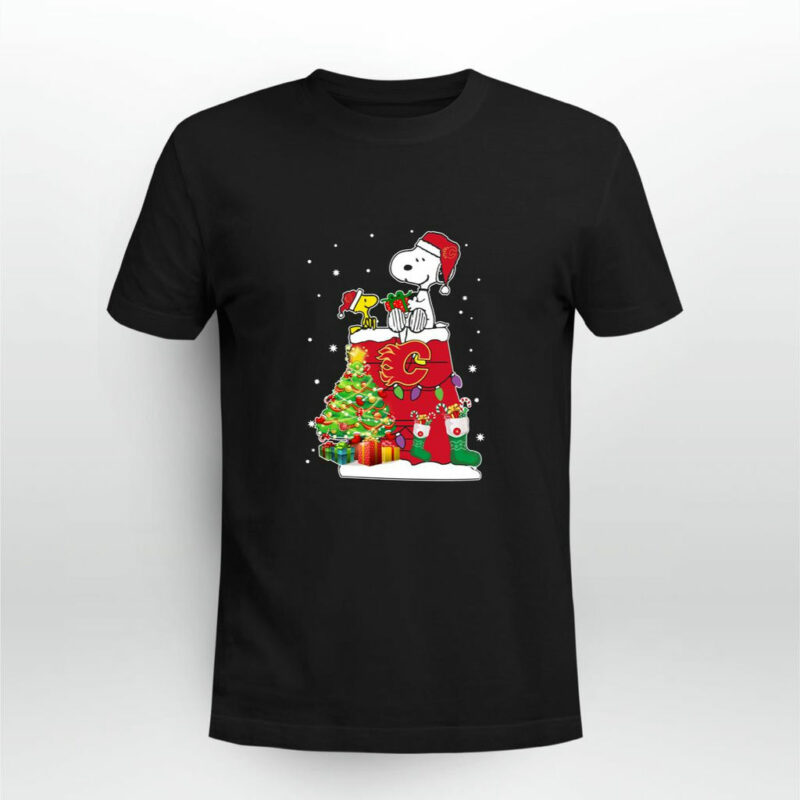 Calgary Flames Snoopy Woodstock Christmas 0 T Shirt