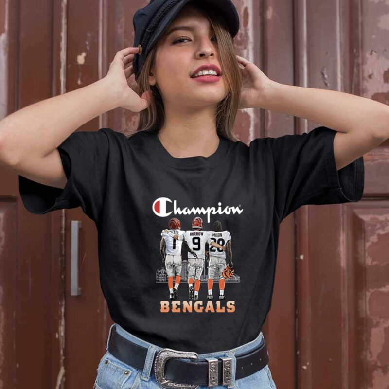 Champion Jamarr Chase Joe Burrow And Joe Mixon Cincinnati Bengals Signatures 0 T Shirt