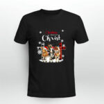 Christmas Begins With Christ Three Cows With Fairy Lights In Front Of Three Crosses 4 T Shirt