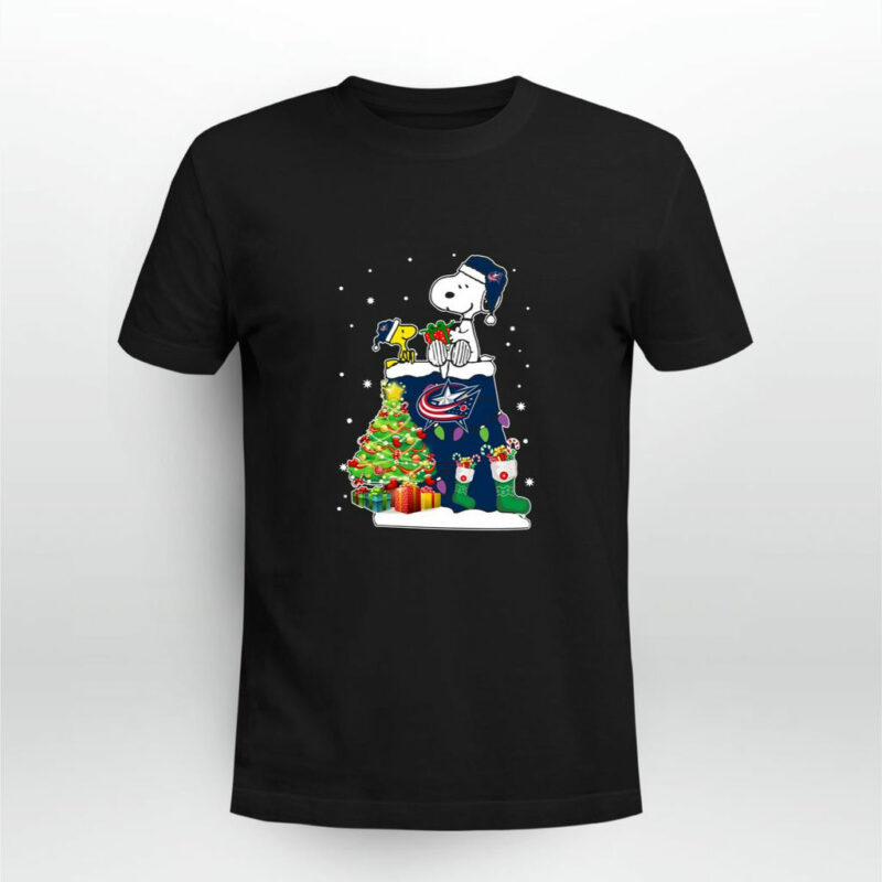 Columbus Blue Jackets Snoopy Woodstock Christmas 0 T Shirt