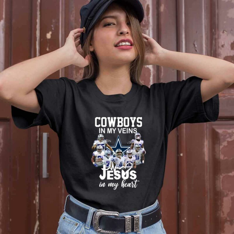Cowboys In My Veins Jesus In My Heart Signatures Dallas Cowboys 0 T Shirt