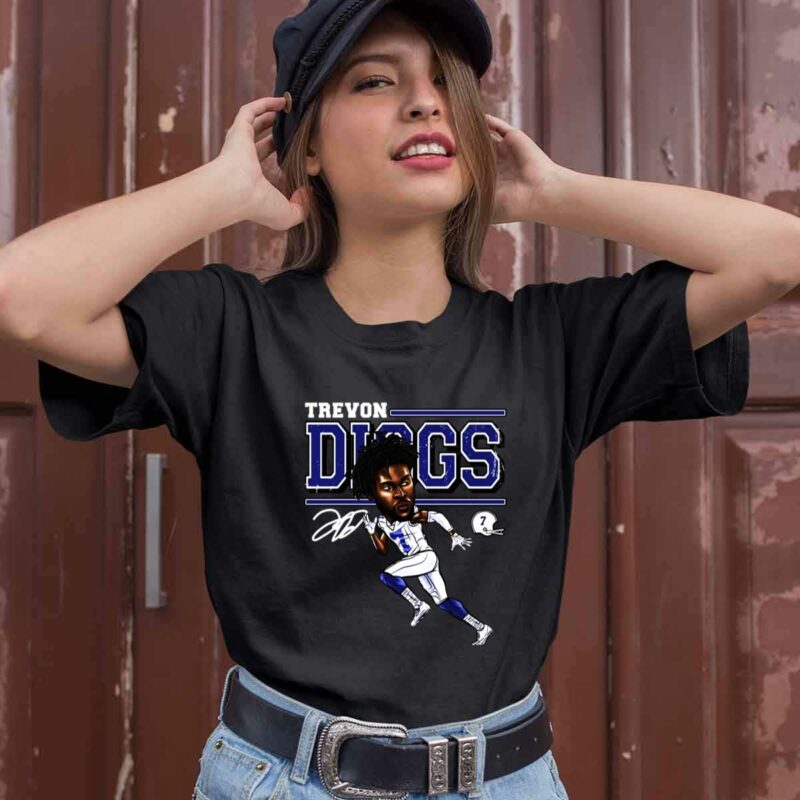 Dallas Cowboys Trevon Diggs Cartoon Signature 0 T Shirt