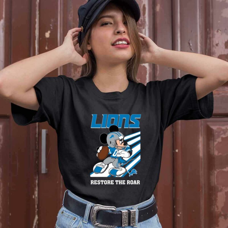 Detroit Lions Slogan Restore The Roar Mickey Mouse 0 T Shirt