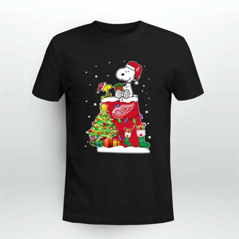 Detroit Red Wings Snoopy Woodstock Christmas 0 T Shirt