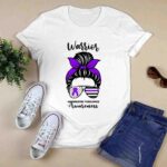 Domestic Violence Warrior Ribbon Purple Warrior Messy Bun 0 T Shirt
