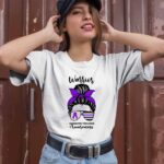 Domestic Violence Warrior Ribbon Purple Warrior Messy Bun 2 T Shirt
