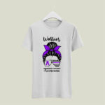 Domestic Violence Warrior Ribbon Purple Warrior Messy Bun 4 T Shirt
