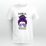 Domestic Violence Warrior Ribbon Purple Warrior Messy Bun 5 T Shirt