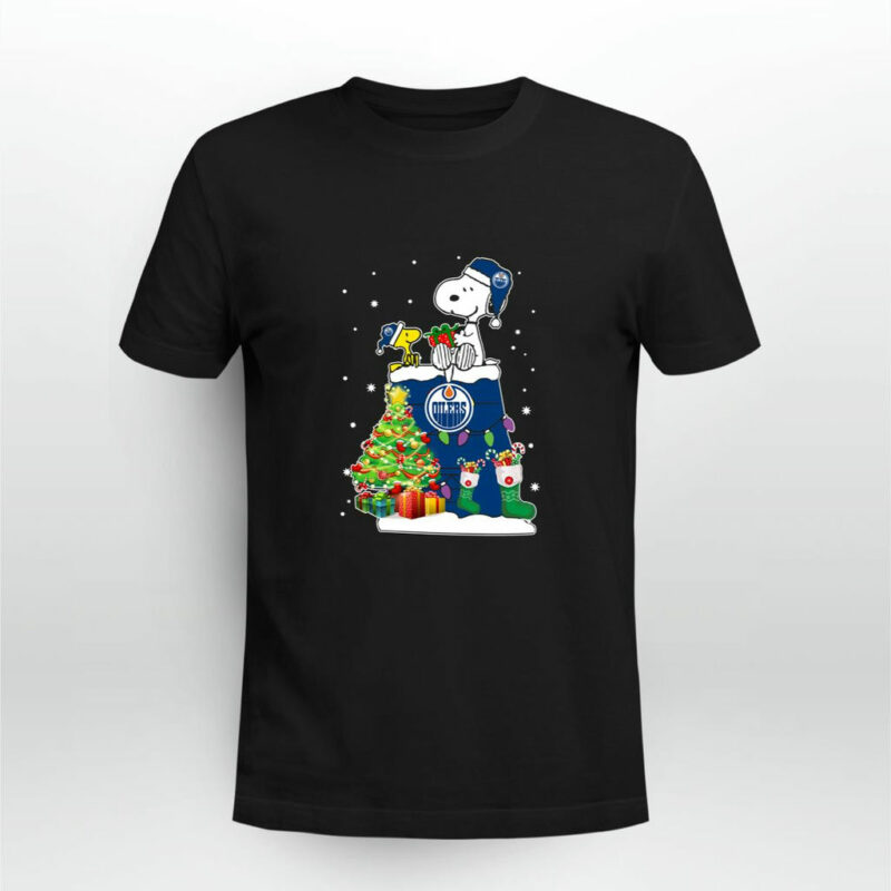 Edmonton Oilers Snoopy Woodstock Christmas 0 T Shirt