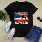 Equestrian Tokyo 2021 Summer Sport Games Horses USA Flag 4 T Shirt