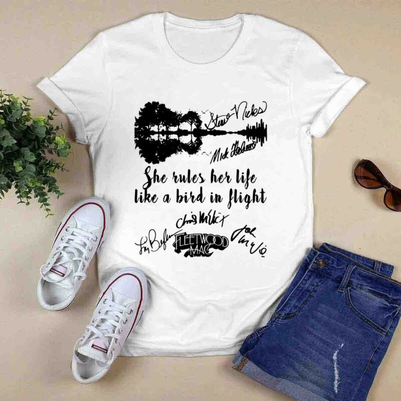Fleetwood Mac Guitar She Rules Her Life Like A Birth In Flight Signatures 0 T Shirt
