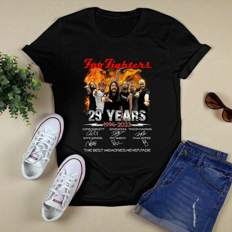 Foo Fighters 29 Years 1994 2023 Signatures Thank You For The Memories Taylor Hawkins 0 T Shirt