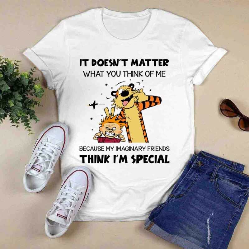 Funny Calvin And Hobbe It Doesnt Matter What You Think Of Me Because My Imaginary Friends Think 0 T Shirt