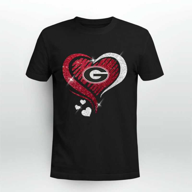 Georgia Bulldogs Glitter Heart 0 T Shirt