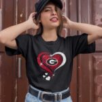 Georgia Bulldogs Glitter Heart 3 T Shirt