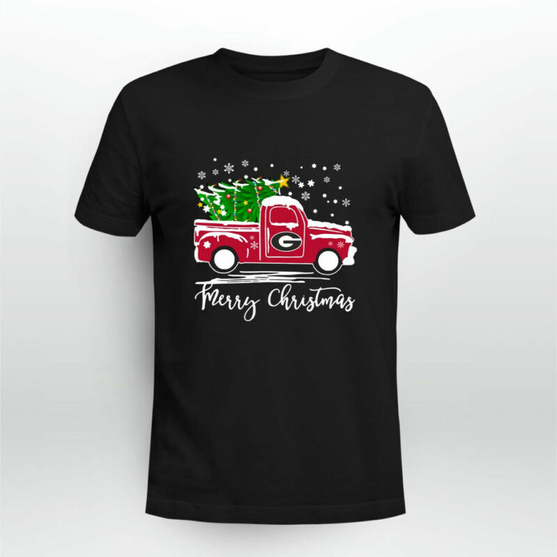 Georgia Bulldogs Merry Christmas Christmas Tree Truck 0 T Shirt