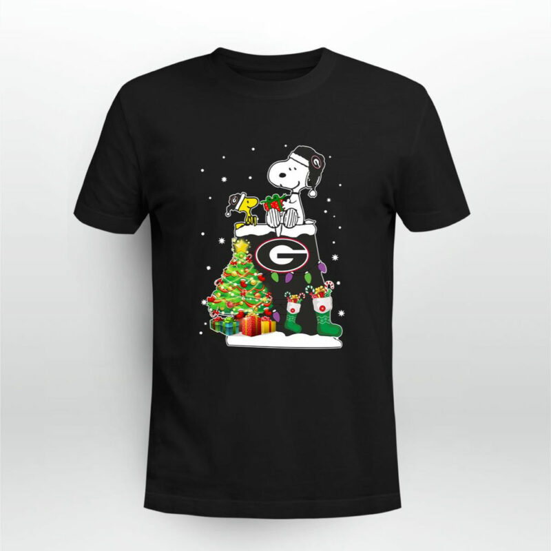 Georgia Bulldogs Snoopy Woodstock Christmas 0 T Shirt