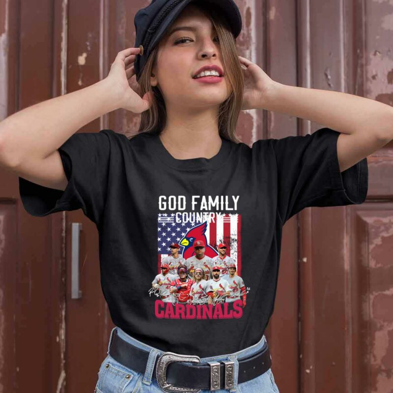 God Family Country Cardinals American Flag 0 T Shirt